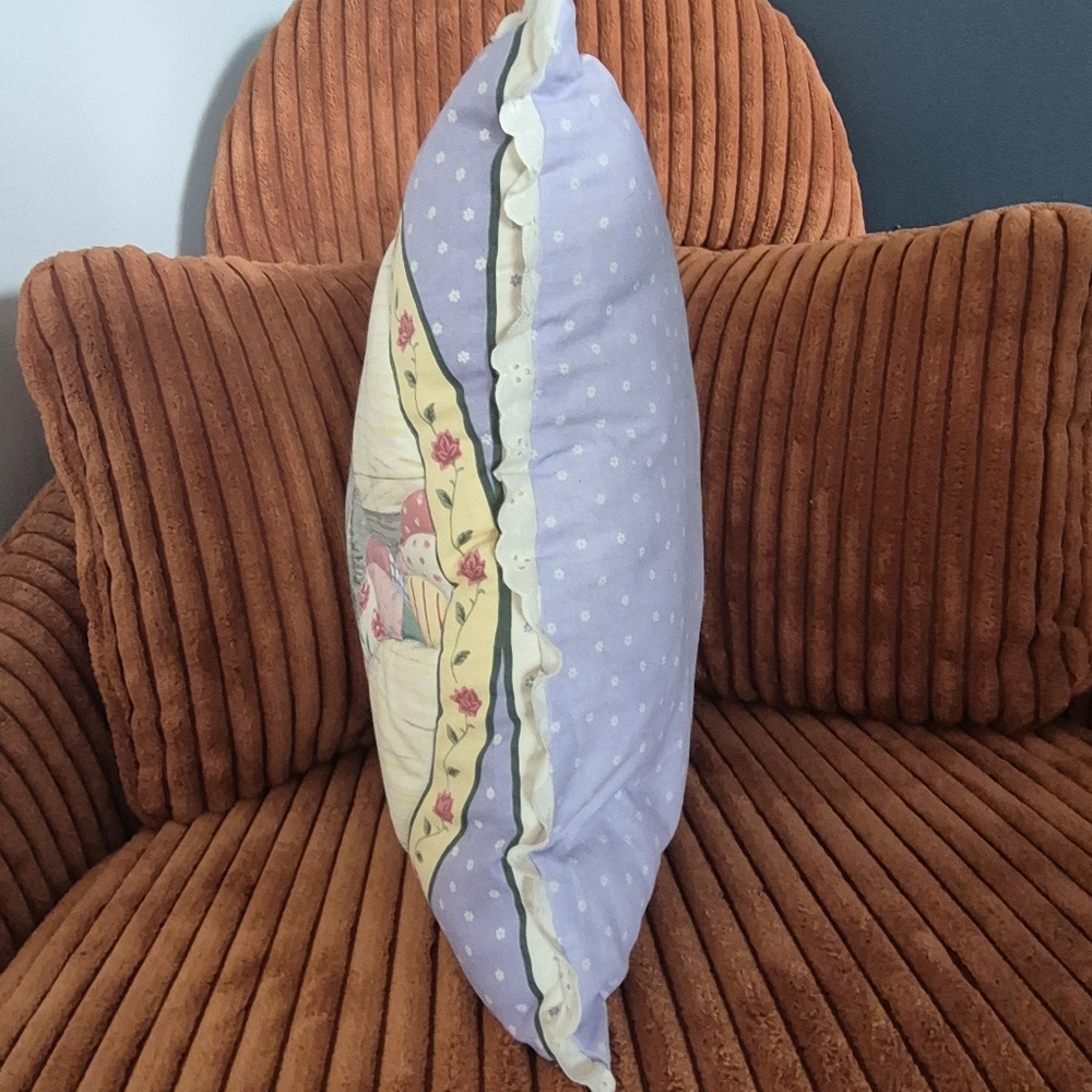 Vintage Hand Crafted Tabby Cat Quilted Toss Cushion Pillow - Picture 4 of 7